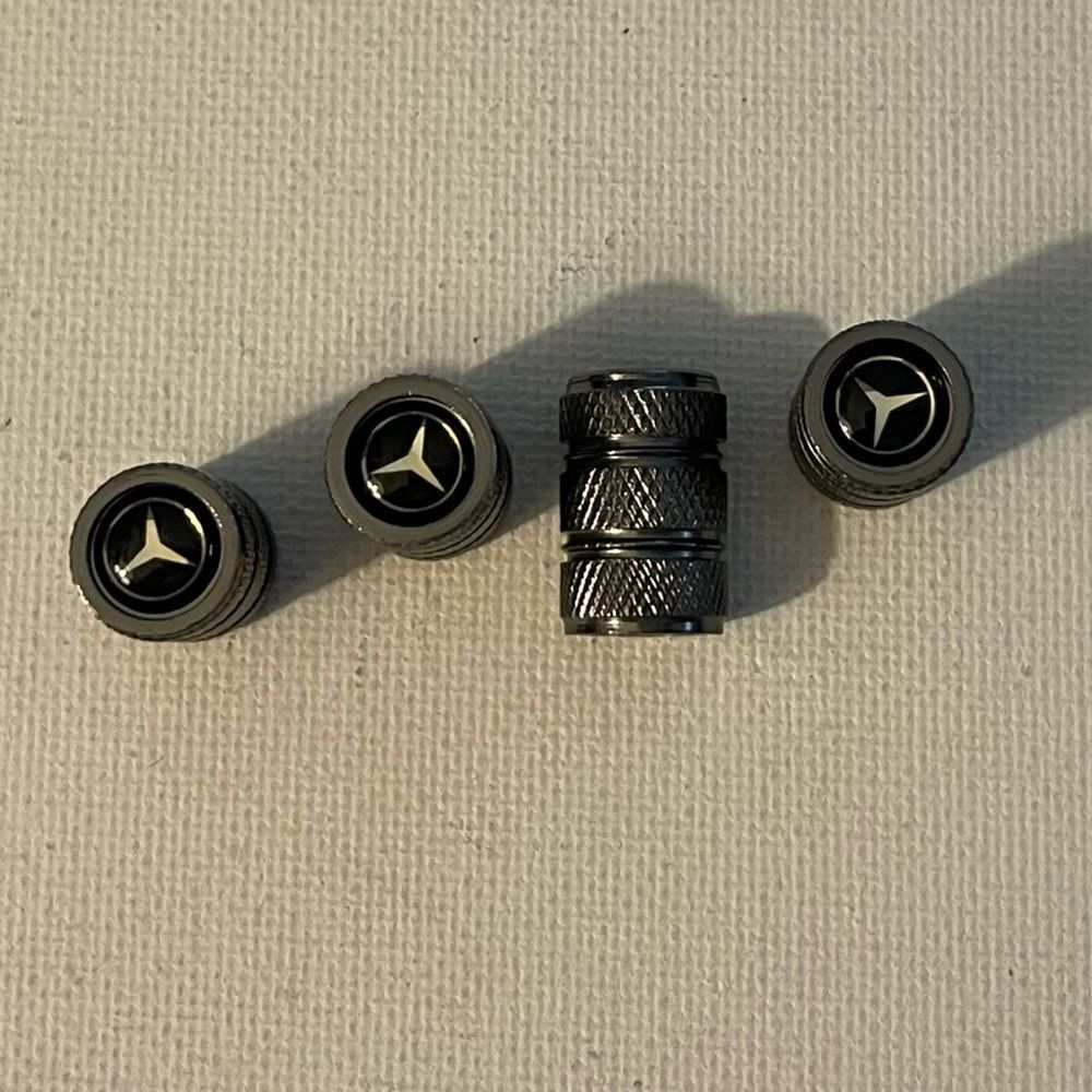Mercedes Benz logo valve Stem caps in Gray set of 4 NWT